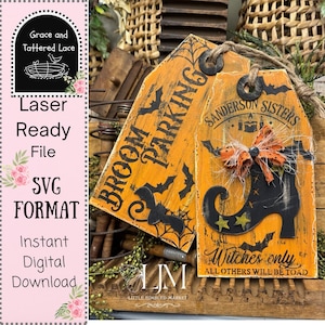 Witch Boot Laser Cut File: Halloween SVG Tag (Digital Download)