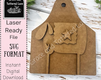 Farmhouse Sheep Sitter SVG: Laser Cut File, Cow Tag Decor (Digital Download)