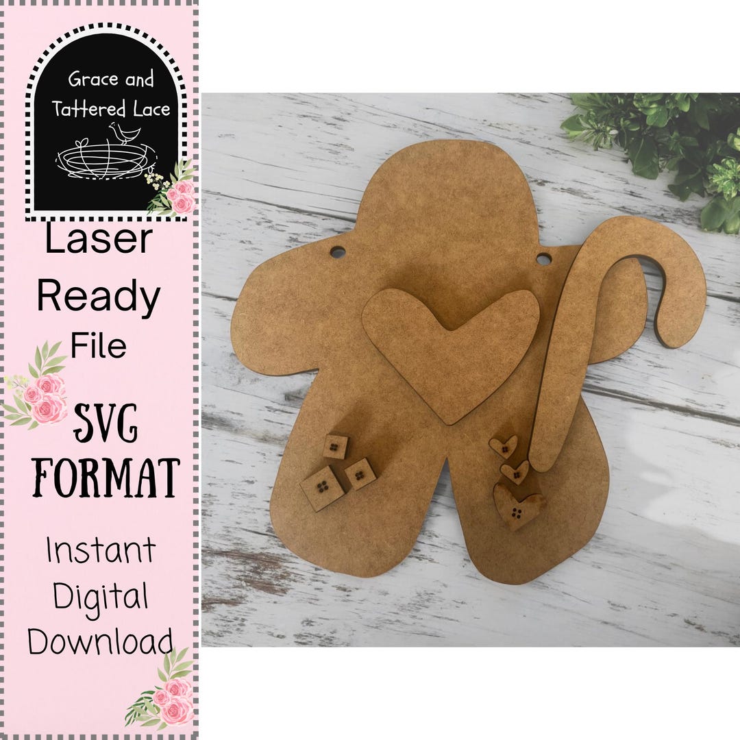 Gingerbread Door Hanger SVG Laser Cut File: Christmas Winter Decor ...