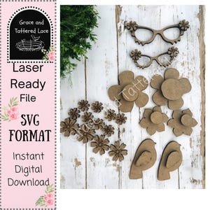Ensemble d'embellissements printaniers vintage de ferme SVG | Fichier découpé au laser | Forgelumineuse | Pâques SVG | Fichier découpé au laser lapin | Lapin svg | Décoration de cheminée