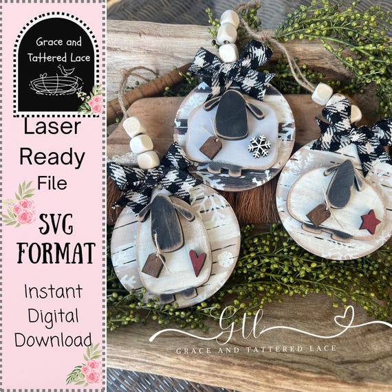 Wonky Sheep Ornament set (3) Christmas SVG Laser Cut File (Digital Download)