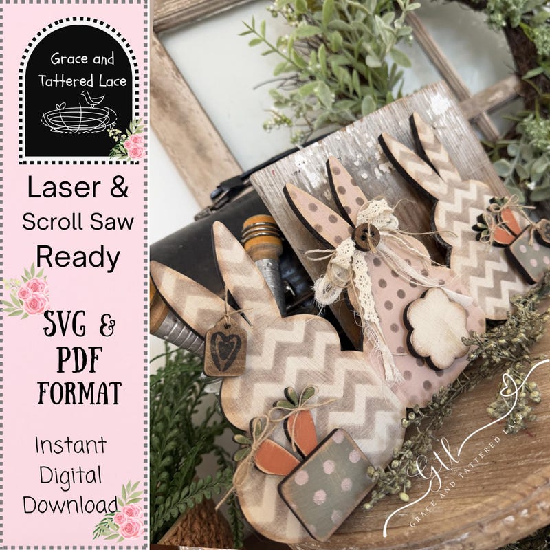 Wooden Bunnies Trio - Etsy