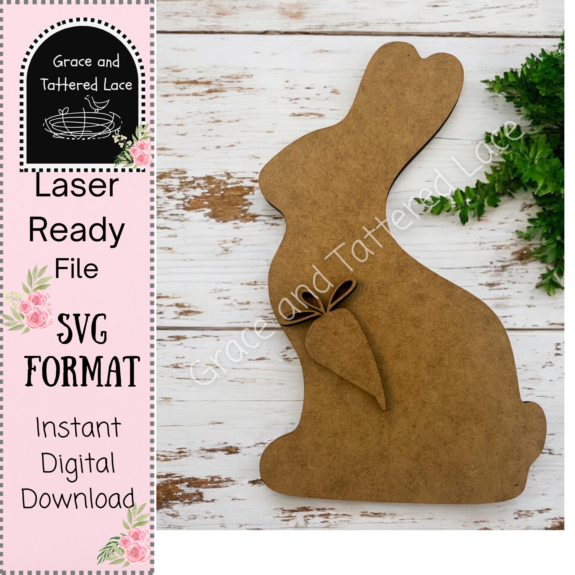 Farmhouse Chocolate Bunny Shelf Sitter: Laser Cut File SVG (digital ...