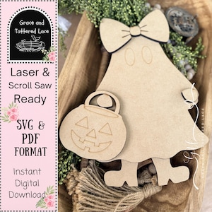 Skurriler, schräger Geist mit Kürbiseimer und Stiefeln – Glowforge SVG: Laserschnittdatei (Digitaler Download)