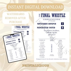 Tottenham Hotspur’s Vs Manchester United Europa League 2025 Digital Download A4 Print Champions Winner The Final Whistle Spurs Man U