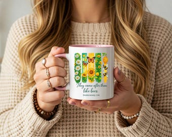 Christian coffee mug, Christian Bee Mug, Floral Scripture Coffee Cup, Faith Mug Gift, Bee Lover Gift, Bible verse mug, Faith gift for her