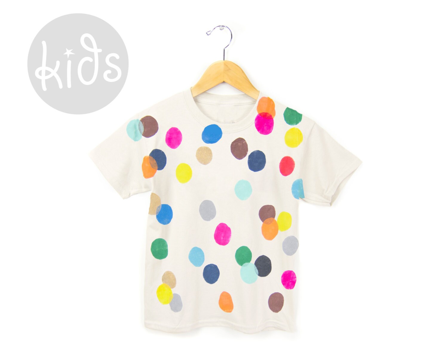 Colorful Confetti Tee Crew Neck Short Sleeve Organic Cotton Etsy