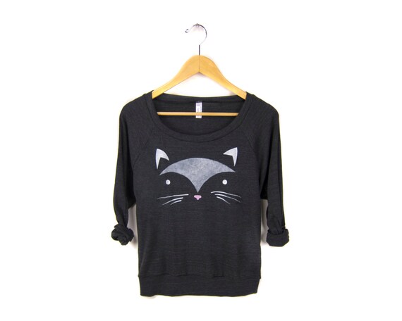 Geo Cat Sweatshirt Oversized Lightweight Long Sleeve | Etsy