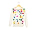 Colorful Confetti Sweatshirt - Scoop Neck Long Sleeve Fleece Pocket Sweater in Heather Cream Multi Rainbow - Women's Size S-4XL 
