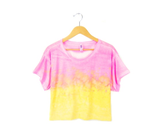 Items similar to Splash Dyed Hand PAINTED Slouchy Scoop Neck Cropped ...