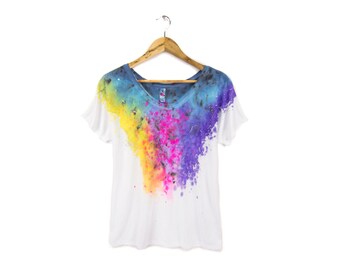 Spectrum Rainbow Tee, Splash Dyed Tee, Rainbow Dyed Tee, Rainbow Dye Tee, Rainbow Dyed Tees, Rainbow Dyed Tshirt, Rainbow Dyed Shirt