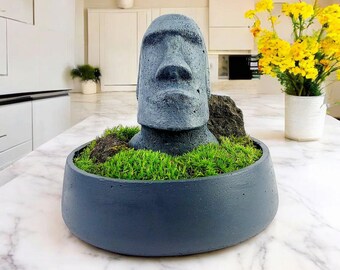 安定化苔付きセメント製モアイ像 - イースター島の装飾 - Etsy 日本