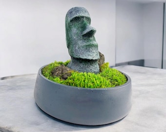 安定化苔付きセメント製モアイ像 - イースター島の装飾 - Etsy 日本