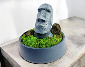 安定化苔付きセメント製モアイ像 - イースター島の装飾 - Etsy 日本