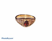 Vintage Black Hills Gold Garnet Ring 10kt Gold Estate Jewelry