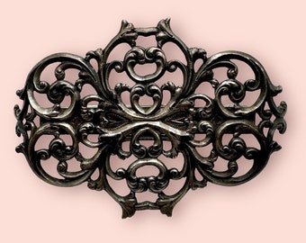 Antique Sterling Sash Buckle heart motif