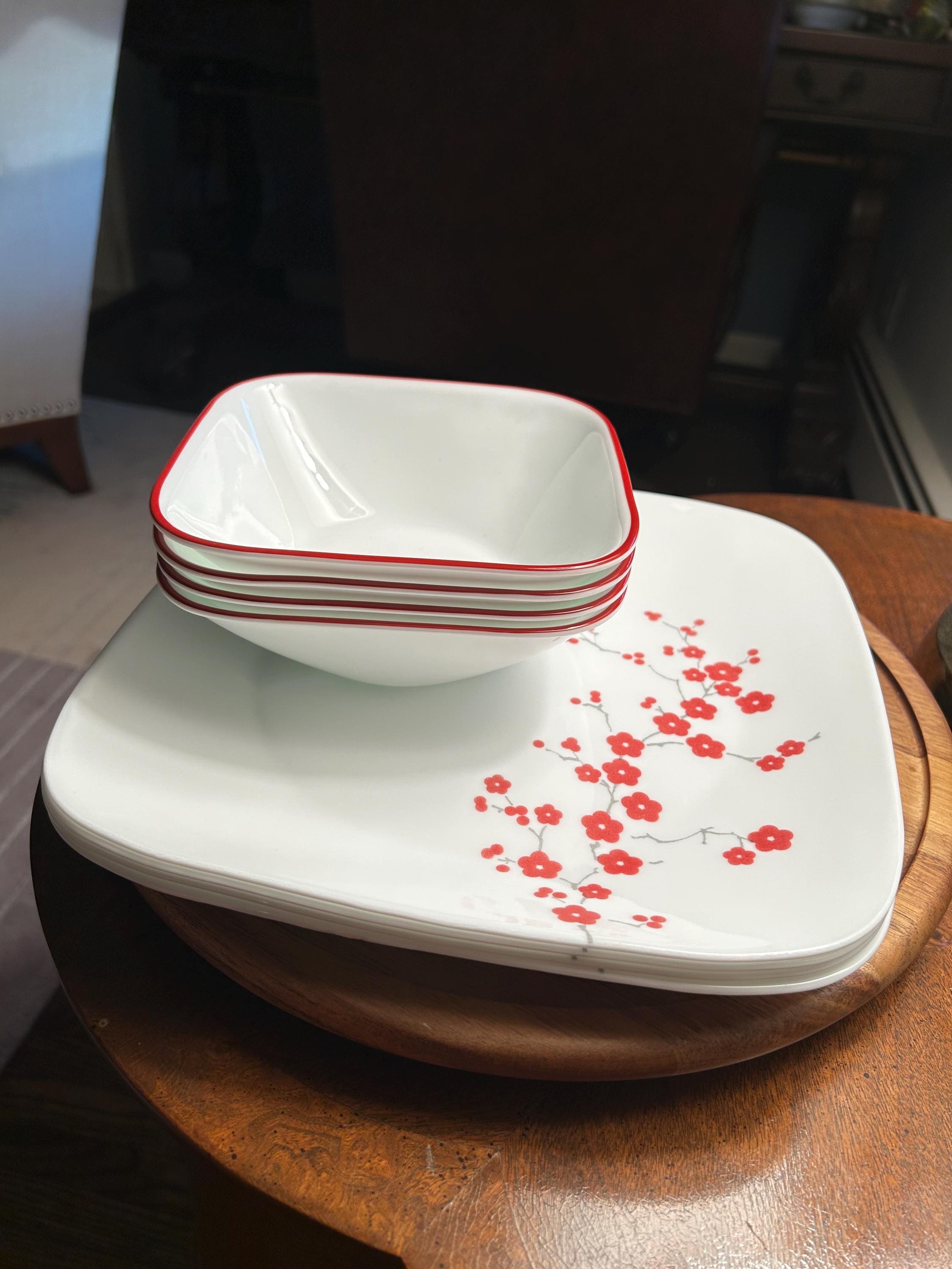 Corelle Hanami Garden Red Flower Square 10.5