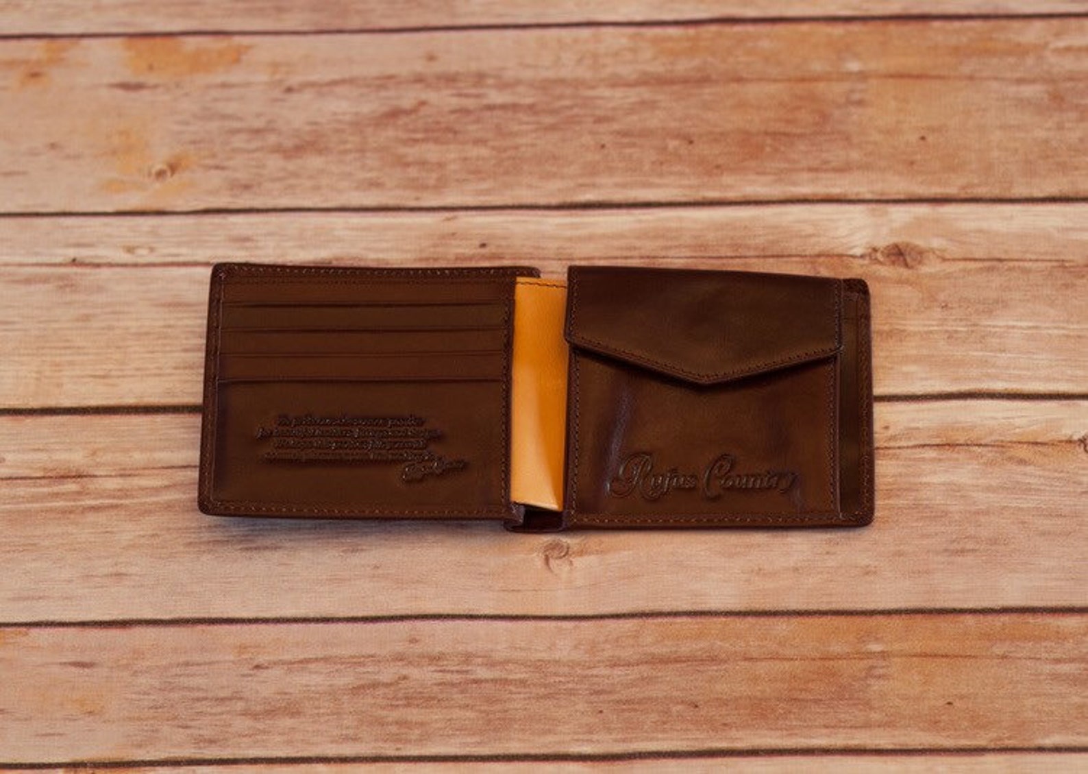 Men's Italian Leather Wallet With Card and Coin Section. Navy or Brown