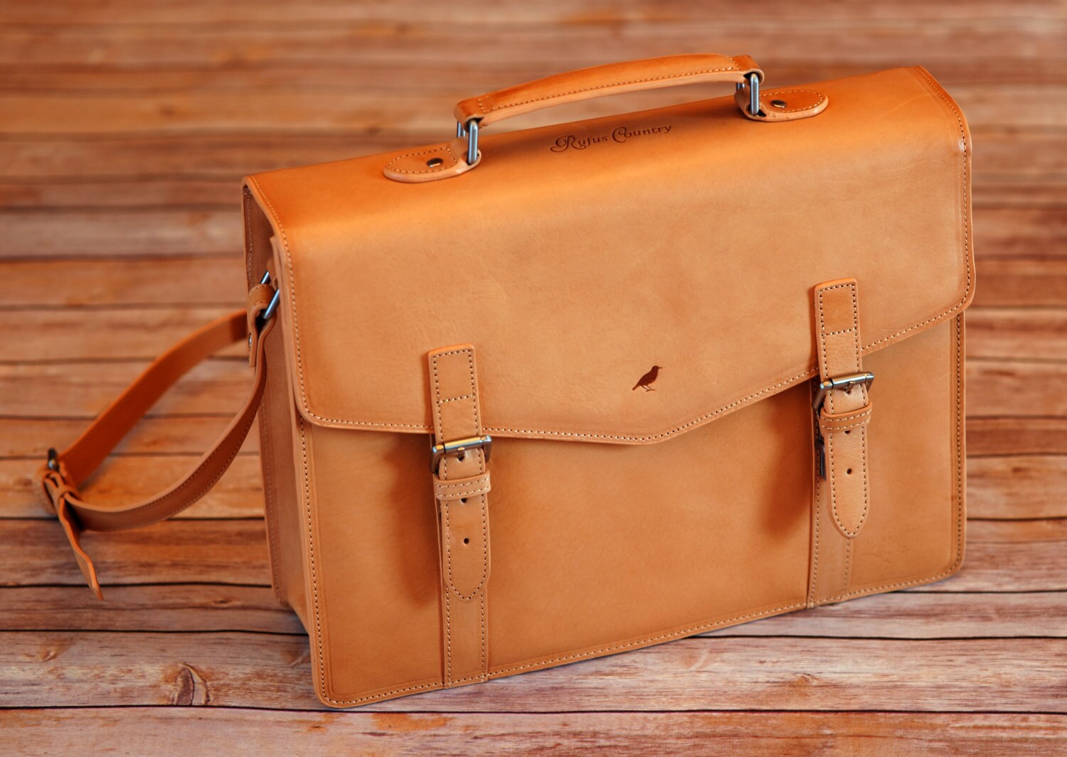 Large Briefcase Made From Italian Leather in Tan Navy or Etsy