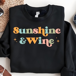 Sunshine and Wine SVG PNG, Funny Summertime Drinking svg file shirt , Retro Groovy summer gift svg png digital download , wine lovers women