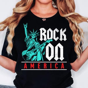 Rock On America retro 4th July Statue of Liberty design, 4th Of July Digital, American Girl Shirt Design SVG png