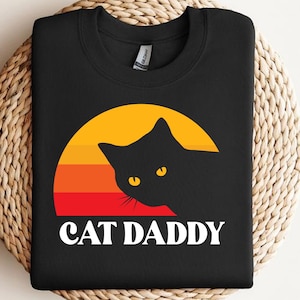Cat Daddy SVG , Retro Distressed vintage cat dad svg , black cat , Eighties Style Cat Cat Daddy  ,  Cat Quote Svg , Digital Download