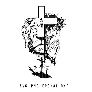 Cruz de Jesus leão SVG PNG, camisa de arquivo svg de cristãos, oração svg, jesus svg, fé svg, cruz de Jesus svg, download digital de cruz de crença svg