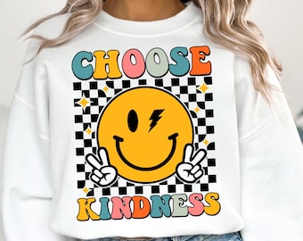 Choose Kindness PNG SVG, Retro Groovy Be Kind Inspirational Kids , kindness png, be kind png, sublimate designs download