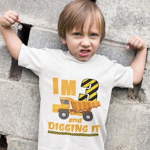 I'm 3 And Digging It Svg, Construction Svg, 3rd Birthday Svg, Excavator Svg, Boys Birthday Shirt Svg, Silhouette, Cricut Files Download
