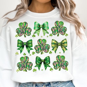 St Patricks Day Coquette PNG Shamrock Sequins Glitter Png, St Pattys Day Png, Four Leaf Clover Sequin Bow, Patricks Day Design download