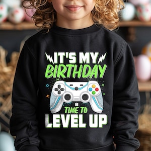 Birthday Boy Time To Level Up Sublimation PNG Digital Download Gamer Boy Shirt Design Kids Shirt PNG Gaming Birthday Shirt Colorful Neon PNG