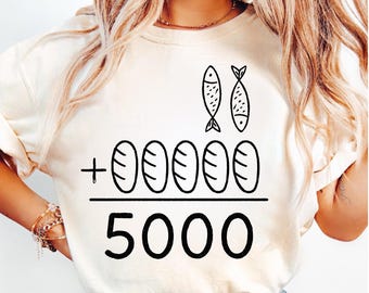 2 Fishes 5 Breads Jesus Feeds SVG PNG, The 5000 Christian Bible Verses svg , prayer svg, jesus svg, faith svg, Jesus cross png sublimation