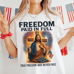 Freedom Paid In Full PNG, Faith Love Freedom American Flag Cross Png,USA Fourth Of July Png, Independence Day Png, God Bless America