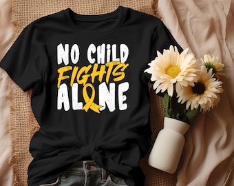 Childhood Cancer No child Fights Alone Svg, Childhood Cancer Awareness Svg Png, Pediatric Cancer Awareness Ribbon Svg Cricut Sublimation