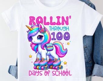 Op weg door 100 schooldagen PNG, 100 magische schooldagen png sublimatie 100 schooldagen shirt png eenhoorn schoolshirt png meisje