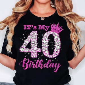 È il mio 40esimo compleanno Queen PNG, camicia con file Png di scarpe di 40 anni con corona di diamanti, design png di compleanno, png di compleanno, disegni sublimati