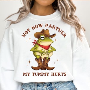 Not Now Partner My Tummy Hurts PNG, Meme Funny Dumb Lactose Intolerant Frog Unhinged png, Funny Dumb Shirt Weirdcore png herunterladen