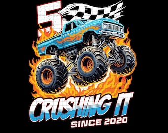 Birthday Monster Truck 5 year Old PNG, Boys 5th Party Born 2020 png ,5th Fifth Birthday Shirt, Toddler Birthday, Boys Birthday png