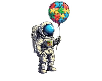 Autism Astronaut Balloon SVG PNG, Autism Awareness Space Autistic svg , Autism Advocate Png, Special Education, Neurodiversity Png