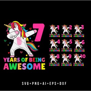 Unicorn Dabbing Birthday Girl Unicorn Party SVG bundel, Unicorn bijpassende familie verjaardag shirts, Unicorn Party, Unicorn verjaardagsfeestje