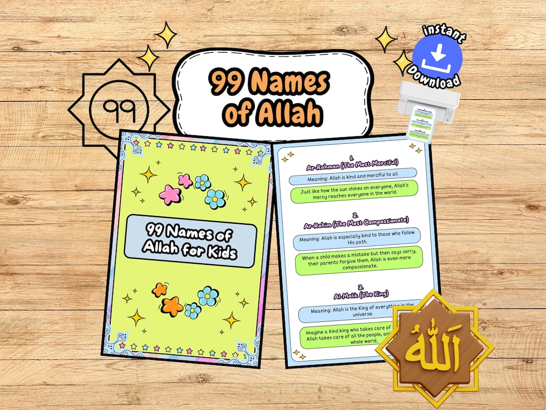 Allah Activity 99 Names of Allah Group Study Activity for Kids Interactive Workbook ...