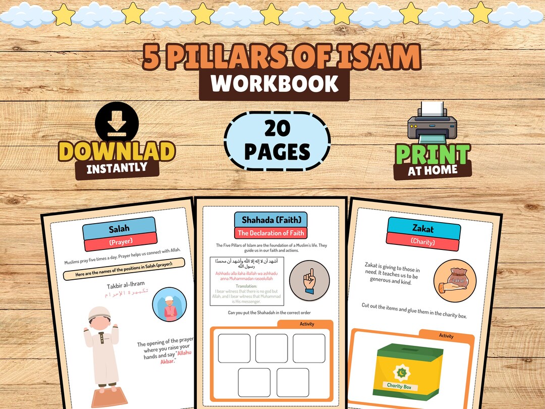 Five Pillars of Islam Islamic Worksheets Learn Islam Islamic Printables ...