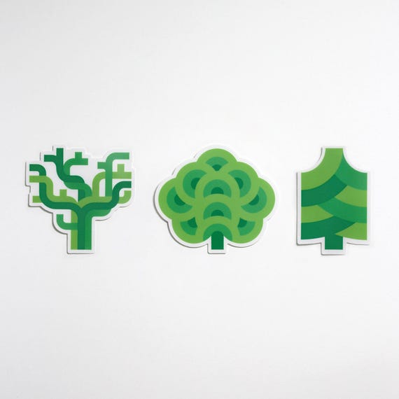 3 Abstract Tree Stickers