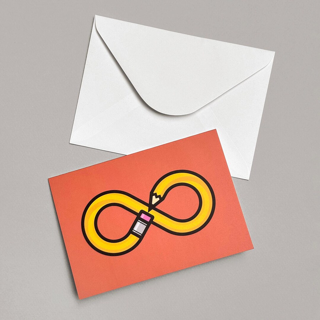Infinite Note Card Infinity Pencil, Blank Folding Notecard With Envelope - Etsy