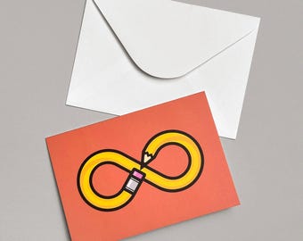 Infinity Pencil, blank folding notecard with envelope