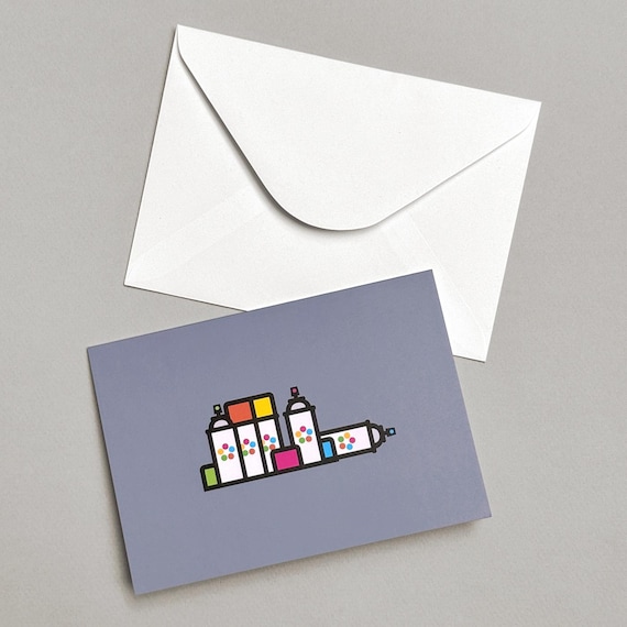 Spray Paint Cans, blank folding notecard with envelope