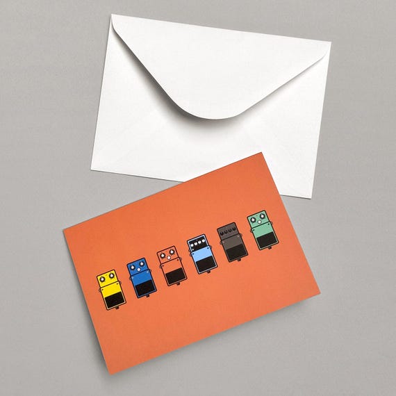 Guitar Pedals, blank folding notecard with envelope