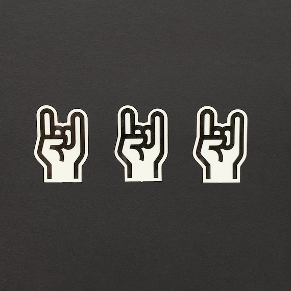 Metal Hand Sign Stickers, set of 3