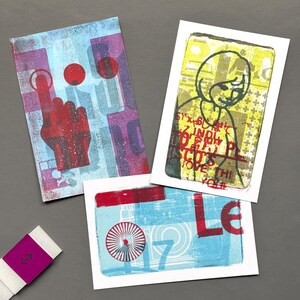 Lot de 3 cartes postales à impression collage