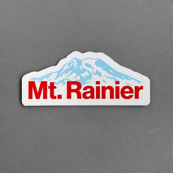 Mt. Rainier Sticker - Bold red type